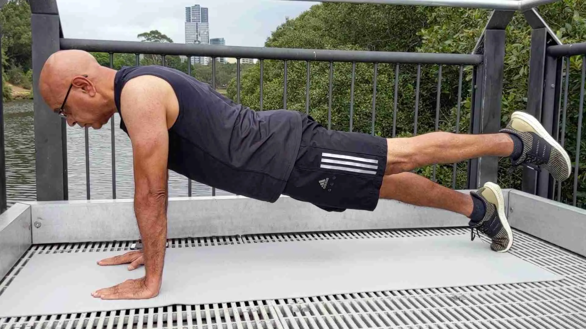 Push up with single leg raise